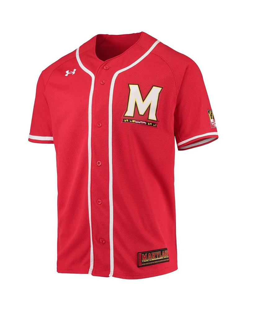 Men's Under Armour Red Maryland Terrapins Replica Baseball Jersey