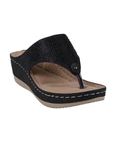 Gc Shoes Women's Wagner Embellished Thong Wedge Sandals