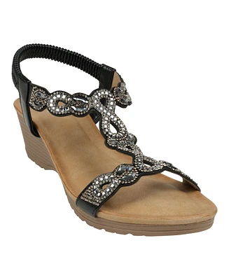 Gc Shoes Women's Damaris Embellished Slingback Wedge Sandals