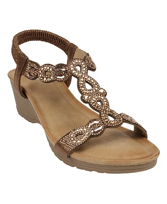 Gc Shoes Women's Damaris Embellished Slingback Wedge Sandals