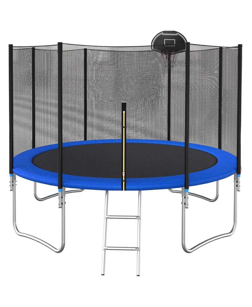 Streamdale Furniture 10 Ft Trampoline Outside Safety Net With Basketball Hoop