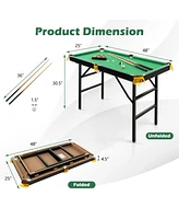 Sugift 47 Inch Folding Billiard Table with Cues and Brush Chalk