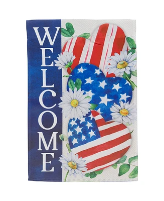 Northlight Stars and Stripes Hearts "Welcome" Americana Outdoor Garden Flag, 18" x 12.5"