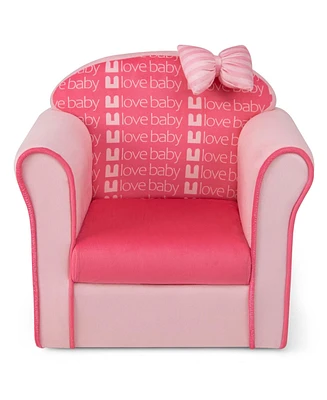 Costway Kids Cute Pink Bow Sofa Children Couch Toddler Upholstered Armchair Solid Wood