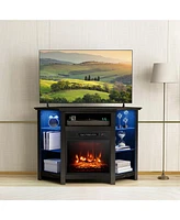 Costway Fireplace Tv Stand with Led Lights & 18'' Electric for Tvs up to 50''