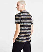 A|X Armani Exchange Men's Short Sleeve Crewneck Striped Logo Graphic T-Shirt, Created for Macy's