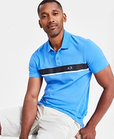 A|X Armani Exchange Men's Central Stripe Logo-Print Polo Shirt