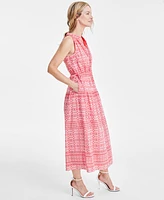 Anne Klein Women's Sleeveless Halter-Neck Cotton Midi Dress