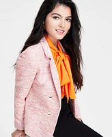 Bar Iii Women's Open-Front Long-Sleeve Tweed Blazer, Created for Macy's