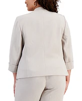 Kasper Plus Size 3/4-Sleeve Zip-Pocket Jacket