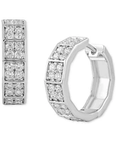 Men's Diamond Square Cluster Geometric Hoop Earrings (1 ct. t.w.), 3/4"