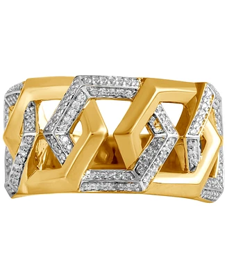 Men's Diamond Hexagon Link Inspired Ring (1/2 ct. t.w.) 18k Gold-Plated Sterling Silver