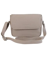 Mancini Pebbled Collection Kimberly Leather Flap Closure Handbag