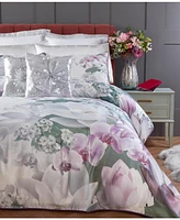 By Caprice Home 100% Cotton Lotus Flower Print Duvet Cover Set With Matching Pillow Cases Queen