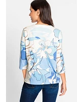 Olsen 3/4 Sleeve Abstract Print Jersey Top