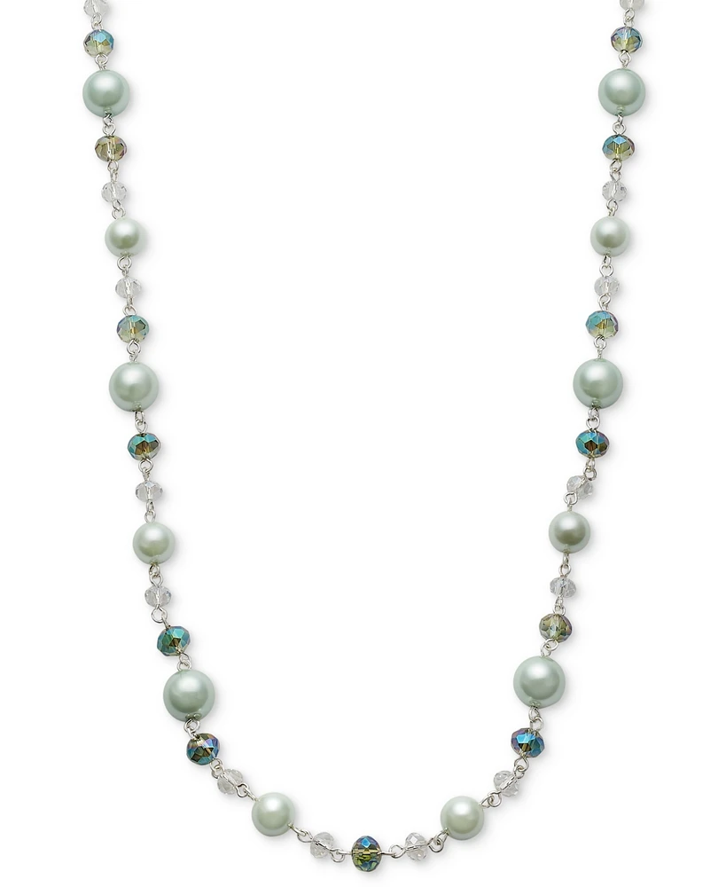 Charter Club Silver-Tone Color Bead & Imitation Pearl Strand Necklace, 40" + 2" extender, Created for Macy's