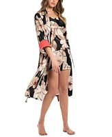 Midnight Bakery Women's Printed Satin Wrap Robe