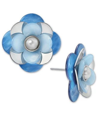 On 34th Imitation Pearl 3D Flower Stud Earrings, Created for Macy's