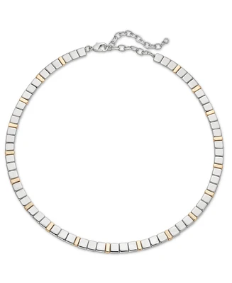 On 34th Two-Tone Square Beaded Collar Necklace, 16" + 3" extender, Created for Macy's