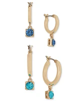 On 34th 2-Pc. Set Crystal Charm Hoop Earrings, Created for Macy's