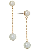 On 34th Gold-Tone Chain & Imitation Pearl Linear Drop Earrings, Created for Macy's