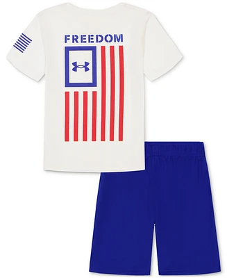 Under Armour Toddler & Little Boys Ua Freedom Flag Graphic T-Shirt Shorts, 2 Piece Set