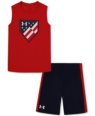 Under Armour Toddler & Little Boys Ua Freedom Flag Graphic Tank Top Shorts, 2 Piece Set