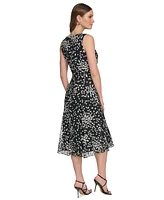 Dkny Women's Ruched Jacquard Clip Midi Dress