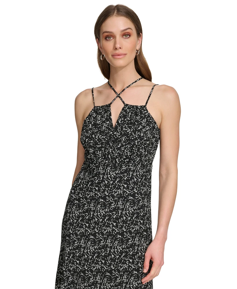 Dkny Women's Printed Strappy Sleeveless Midi Dress