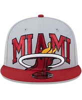 Men's New Era Gray, Red Miami Heat Tip-Off Two-Tone 9FIFTY Snapback Hat