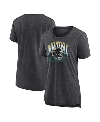Women's Fanatics Heather Charcoal Distressed Jacksonville Jaguars Our Pastime Tri-Blend T-shirt