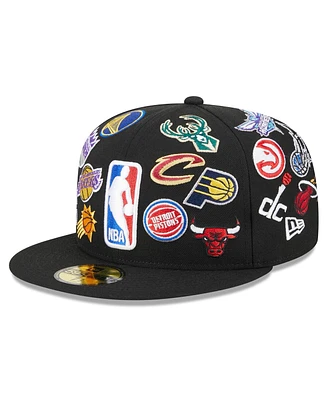 Men's New Era Black 2024 Nba All-Star Game Allover Logos 59FIFTY Fitted Hat