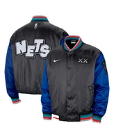 Men's Nike Charcoal Brooklyn Nets 2023/24 City Edition Courtside Premier Full-Snap Bomber Jacket