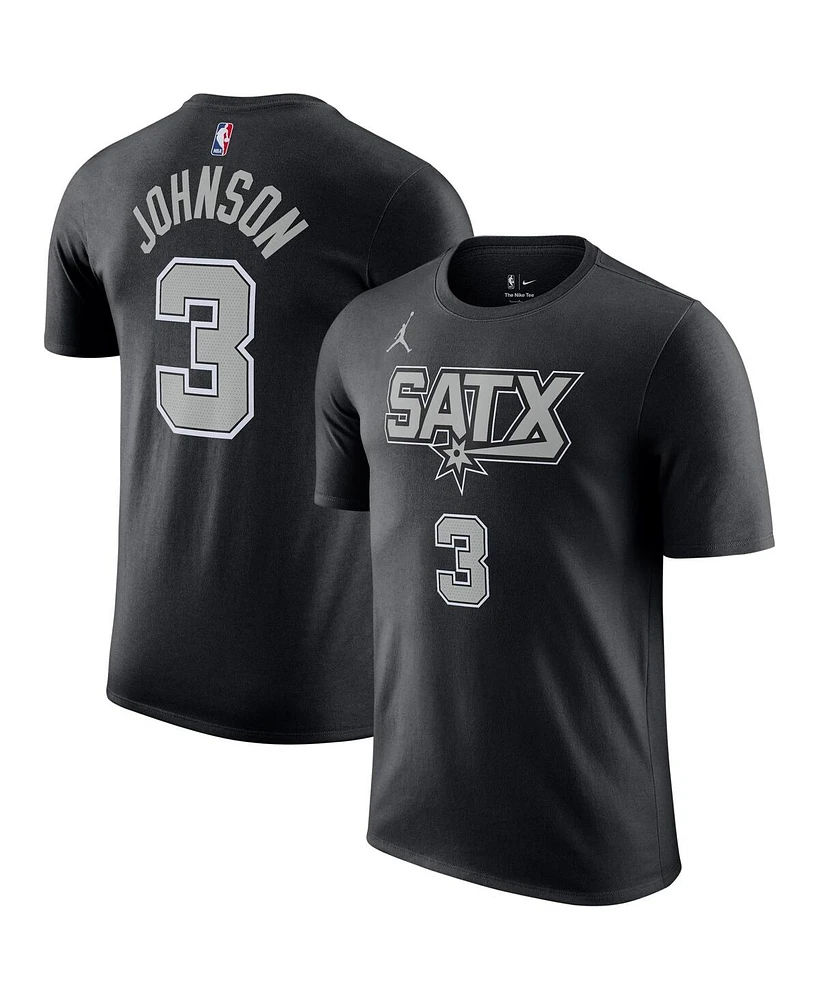 Men's Jordan Keldon Johnson Black San Antonio Spurs 2022/23 Statement Edition Name and Number T-shirt