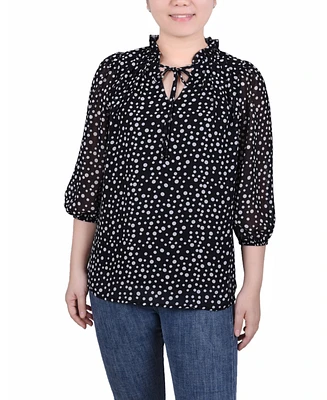 Ny Collection Women's 3/4 Sleeve Chiffon Blouse