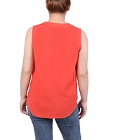 Ny Collection Women's Sleeveless Blouse with Eyelet Insets