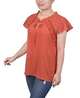 Ny Collection Women's Eyelet Sleeve Blouse