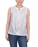 Ny Collection Women's Sleeveless Blouse with Eyelet Insets