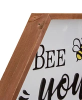 Northlight 16" Wooden Framed "Bee Yourself" Metal Sign Spring Wall or Tabletop Decor