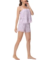 C. Wonder Women's Printed Lace Babydoll Tank with the Shorts 2 Pc. Pajama Set