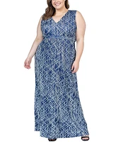 24seven Comfort Apparel Plus V Neck Sleeveless Maxi Dress