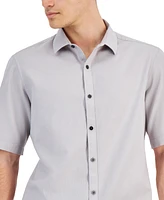 Alfani Men's Short-Sleeve Solid Textured Shirt, Created for Macy's