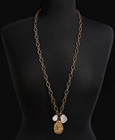 Style & Co Hammered Teardrop Freshwater Pearl Pendant Necklace, 38" + 3" extender, Created for Macy's