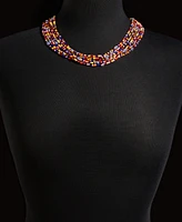 Style & Co Gold-Tone Multicolor Seed Bead Layered Collar Necklace, 18" + 3" extender, Created for Macy's