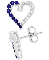 2-Pc. Set Lab-Grown Blue Sapphire (3/8 ct. t.w.) & Lab-Grown White Sapphire (1/4 ct. t.w.) Open Heart Pendant Necklace & Matching Stud Earrings in Ste