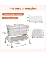 Costway 3-in-1 Portable Baby Bassinet Bedside Sleeper Cradle with Mattress& Storage Basket