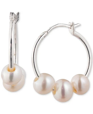 Lauren Ralph Lauren Sterling Silver Genuine Freshwater Pearl Hoop Earrings