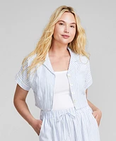 And Now This Women's Button-Front Linen Blend Shirt
