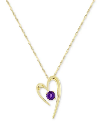 Amethyst Heart 18" Pendant Necklace (3/8 ct. t.w.) 14k Gold-Plated Sterling Silver (Also Lab-Grown Ruby)