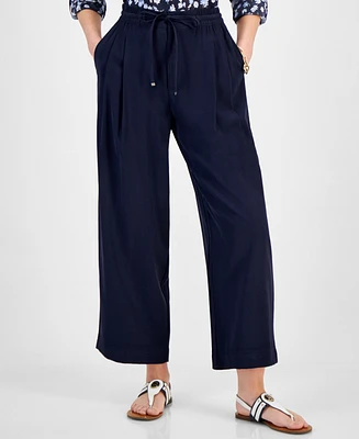 Tommy Hilfiger Women's Belted Pleated-Front Ankle Pants